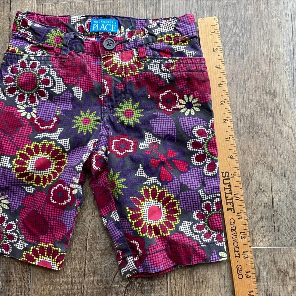 The Childrens Place Girls Purple Pink Floral Bermuda Shorts Size 5 Retro‎ Flower
